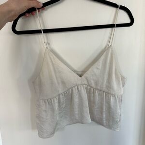 Light Cream Spaghetti-Strap V-Neck Crop Top